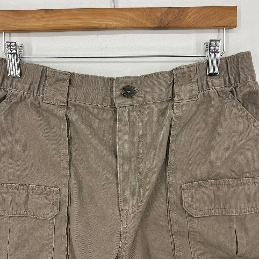 Croft & Barrow Mens Cargo Shorts Brown Cotton Size 32 Utility Outdoor Casual